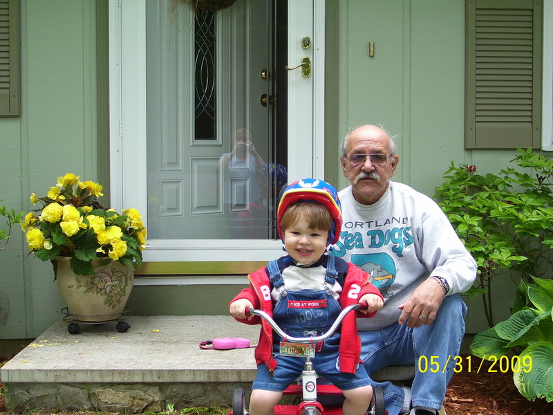 Robert La Guardia sits for a photo with his grandson, Thomas, in May of 2009. Mr. La Guardia, who died Sunday, “was a really generous person” who loved kids and loved playing with Thomas, who called him “Duckie,” his daughter said.