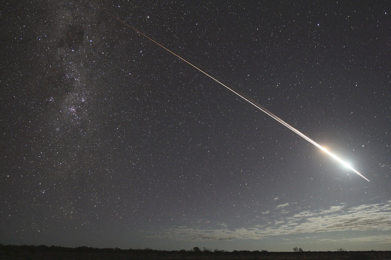 Asteroid explorer Hayabusa re-enters the atmosphere over Glendanbo, South Australia, on June 13, 2010, returning to Earth with its capsule containing the world’s first collection of samples from an asteroid.