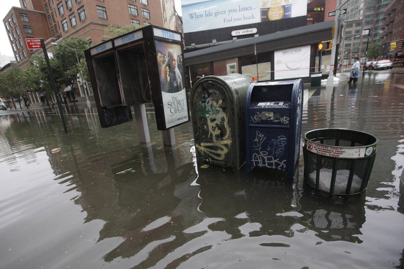The Soho neighborhood of Manhattan is flooded on Sunday after seawater surged inland from Tropical Storm Irene.