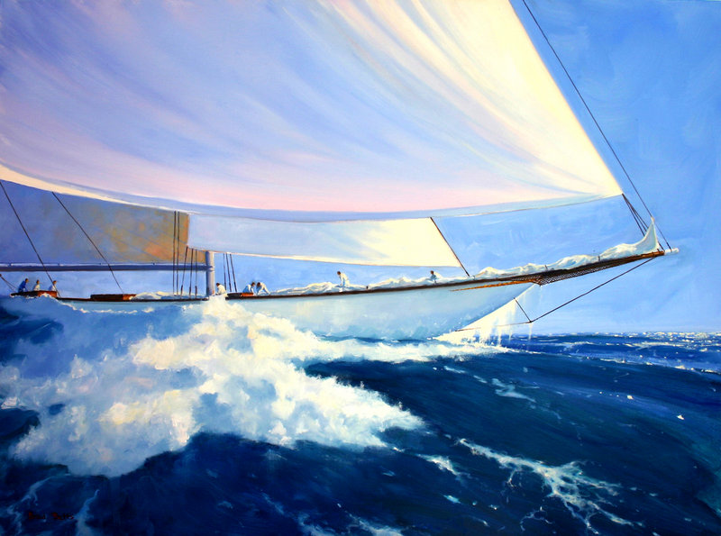 "White on Blue," oil on canvas by Brad Betts, from "Down to the Sea In Ships!", opening Sept. 8 at Gleason Fine Art in Boothbay Harbor. Also opening Sept. 8 at Gleason is "John Sideli: The Sum of the Parts."