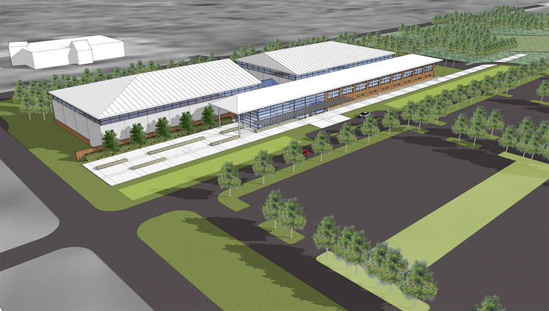 An artist's rendering of the new sports complex on the University of New England campus in Biddeford.