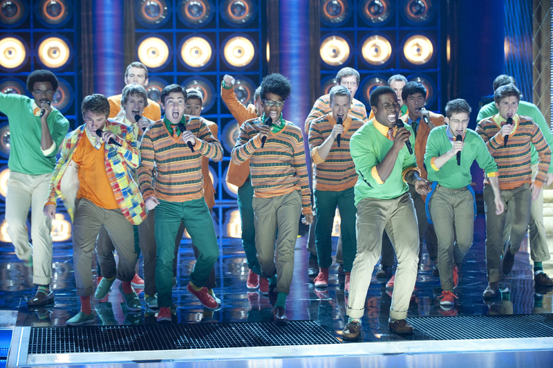 Portland's Michael Odokara-Okigbo (in front, green sweater) sings with the Dartmouth Aires in a taped episode of NBC's "The Sing-Off." Odokara-Okigbo sang lead on Stevie Wonder’s “Higher Ground" when the Dartmouth Aires appeared on the show Monday night, helping the a cappella group advance to the next round. NUP_145826 episodic select