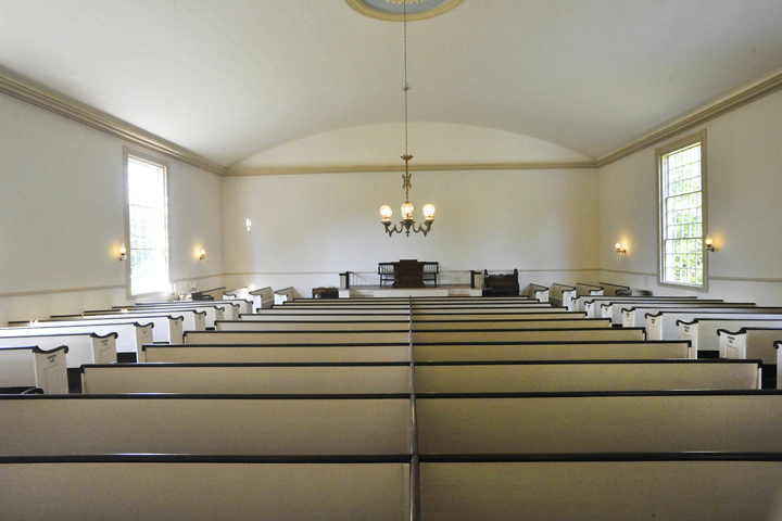 Interior view of Yarmouth's Old Baptist Meeting House, built in 1796.