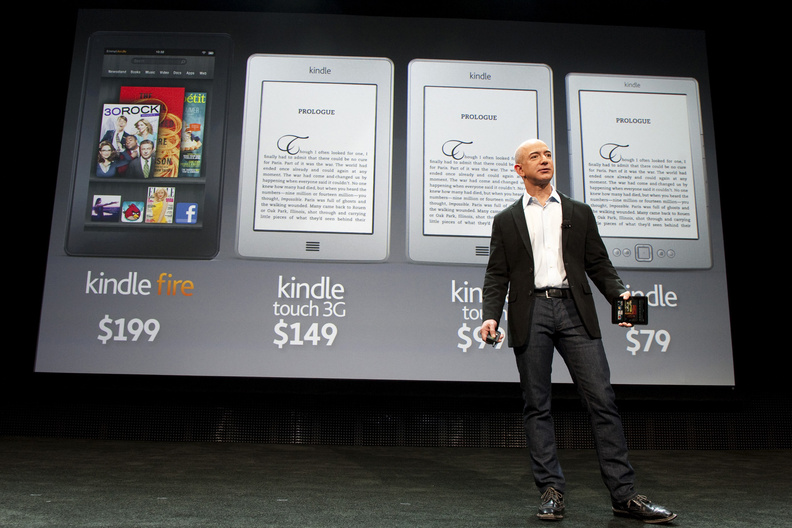 Amazon.com CEO Jeff Bezos unveils the new Kindle family Wednesday in New York: the Kindle Fire ($199), Kindle Touch 3G ($149), Kindle Touch ($99) and Kindle ($79). The Fire is a platform for games, movies, music and other applications. Location Event