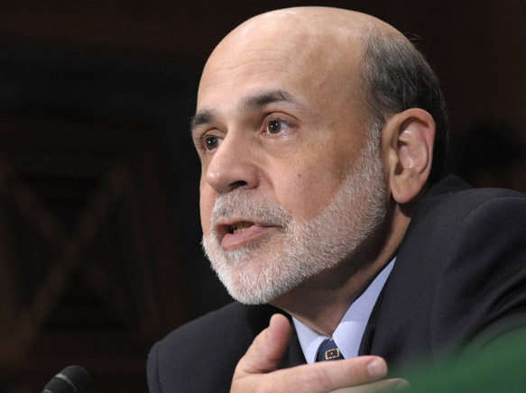 In this July 14, 2011, photo, Federal Reserve Chairman Ben Bernanke testifies on Capitol Hill ibefore the Senate Banking Committee. With the economy weakening and the administration and Congress locked in a stalemate about what to do, Bernanke is under deepening pressure to hold pat and not take any more extraordinary steps.