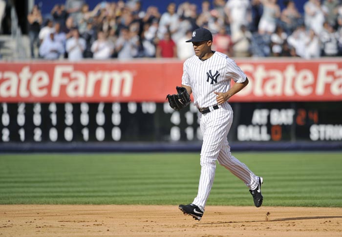 New York Yankees closer Mariano Rivera enters the baseball game in the ninth inning against the Minnesota Twins on Monday at Yankee Stadium. Rivera earned his 602nd career save in the Yankees' 6-4 win, passing Trevor Hoffman for first place on the career list.