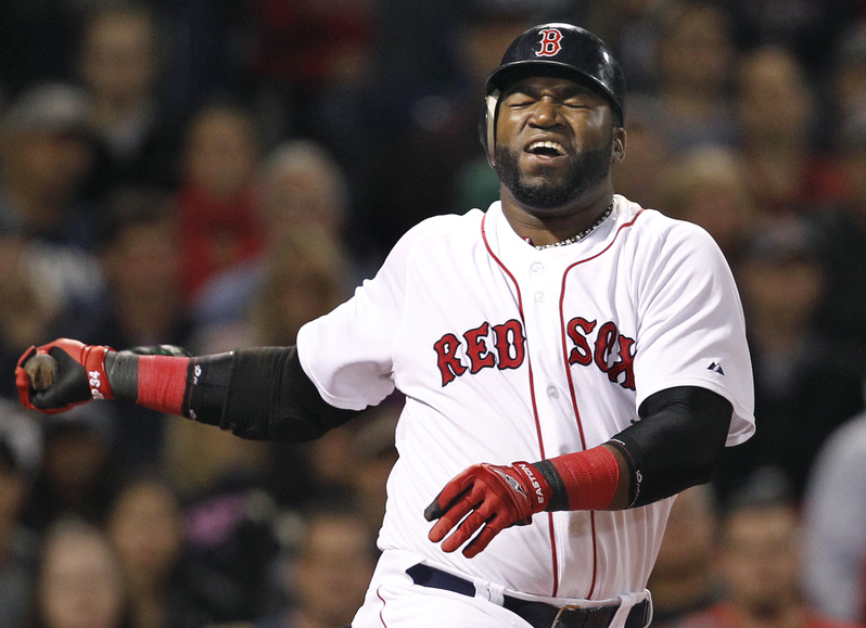 David Ortiz has that swing-and-a-miss feeling after, well, swinging and missing in the seventh inning Tuesday. The Sox lost to Baltimore.