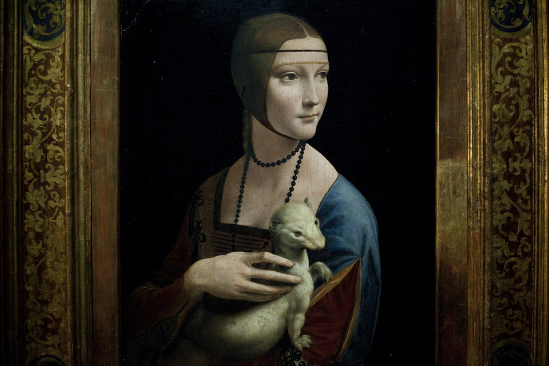 Leonardo da Vinci’s “Lady with an Ermine” is a major piece in the show.