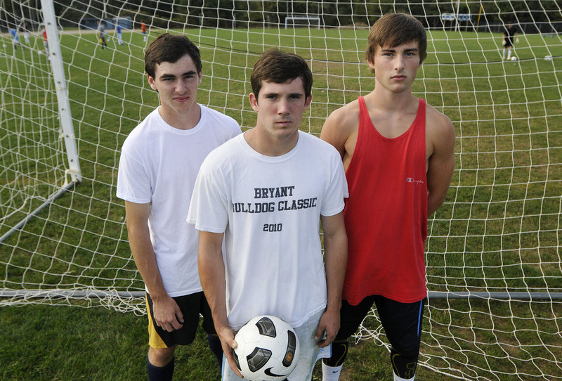 Striker Pierce Touhig, left, sweeper Kyle Robinson, center, and midfielder Liam Langaas lead the York Wildcats into a season of great expectations this fall.