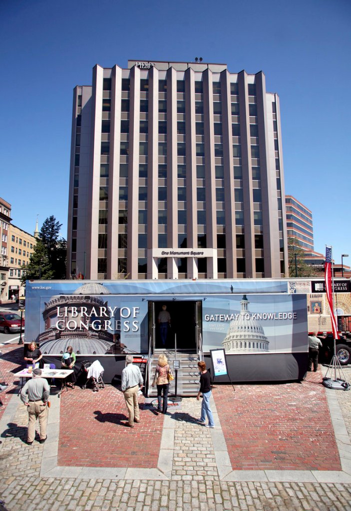 A custom-built 18-wheeler houses the exhibit. Portland’s Downtown District and the Portland Public Library hosted the local stop.