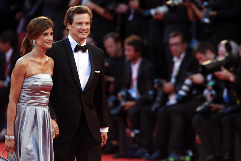 Actor Colin Firth and his wife Livia Giuggioli arrive for the premiere of his new movie, “Tinker, Tailor, Soldier, Spy,” at the 68th edition of the Venice Film Festival in Venice, Italy, on Monday.