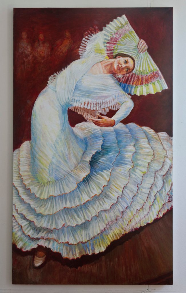 “Flamenco,” oil by Candasa Edwards-Epstein, from her show at Maine Art Gallery in Wiscasset.