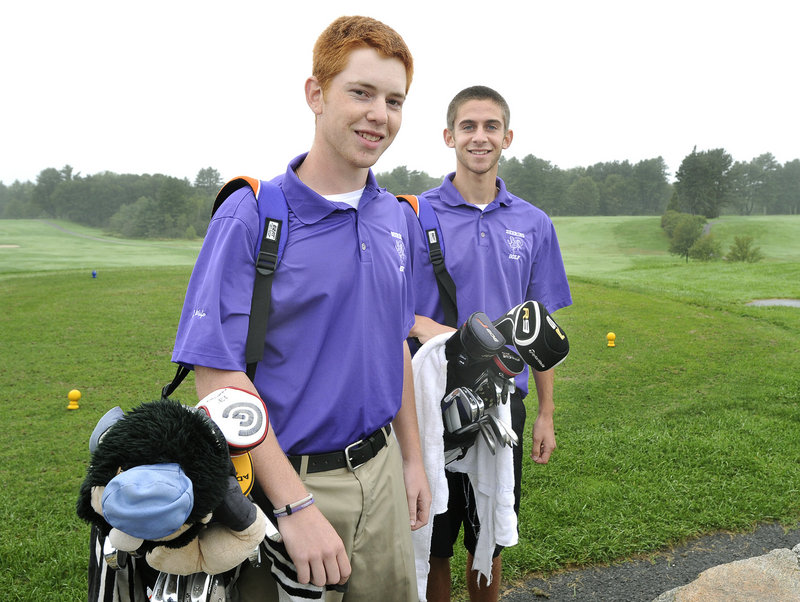 Joe Walp, left, and Rocco Spizuoco of Deering have been friends since grammar school and friendly golf competitors.