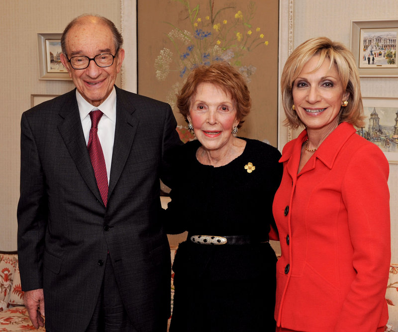 Alan Greenspan, Nancy Reagan and Andrea Mitchell.
