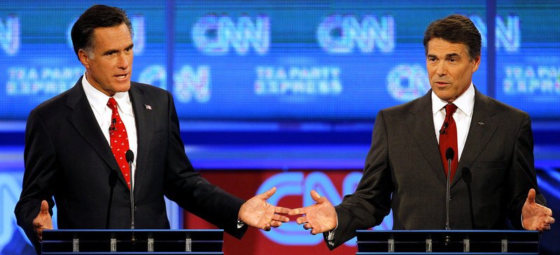Mitt Romney, left, was considered the front runner until Rick Perry, right, came on the scene.