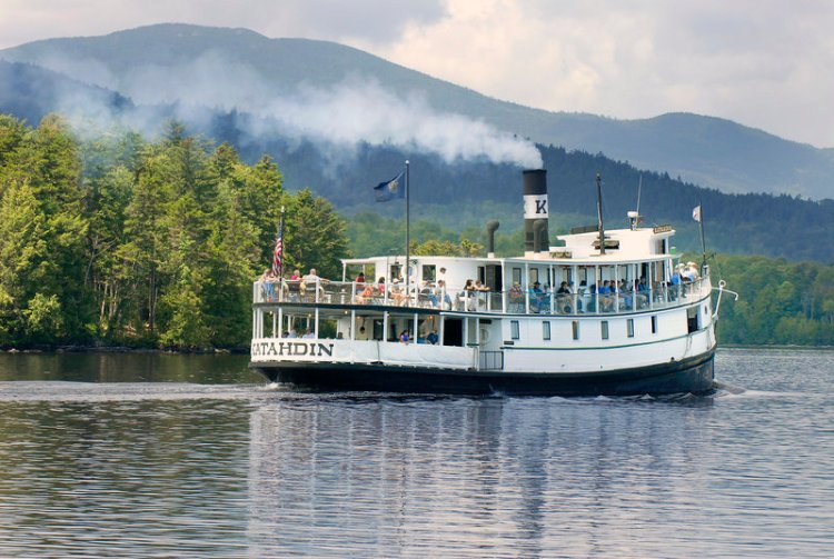 The Katahdin leaves Greenville for a cruise on Moosehead Lake in this file photo. The ship will be out of commission for about a week after a small fire on board on Friday.