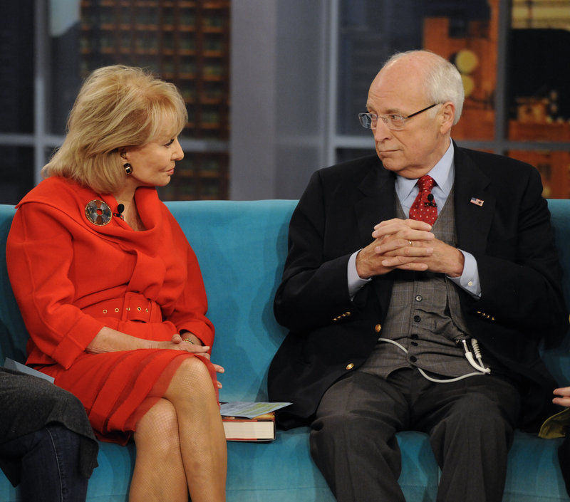 Former Vice President Dick Cheney talks with Barbara Walters on the talk show “The View” Tuesday in New York. Cheney appeared to promote his book, “In My Time.”