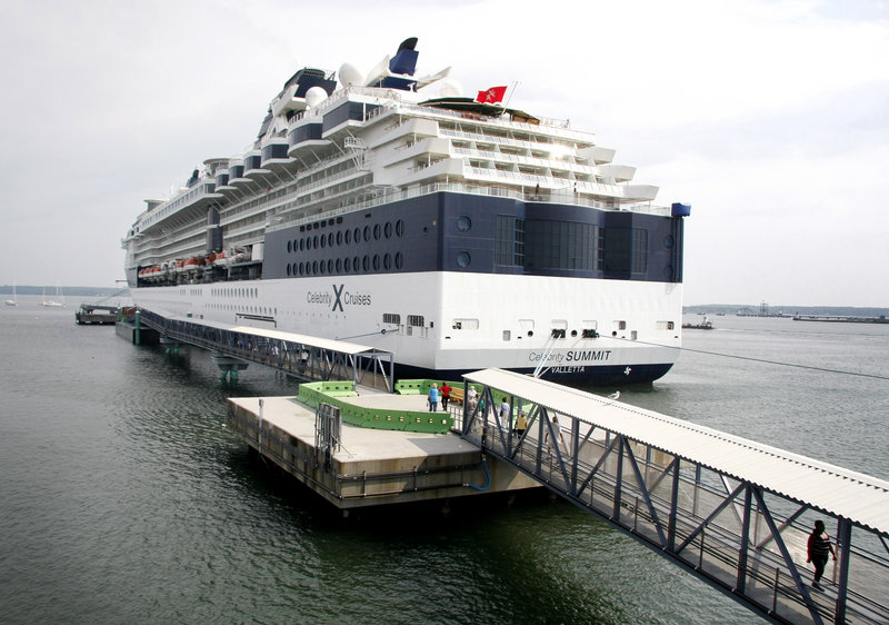 The Celebrity Summit berths at the floating pier Wednesday. The pier is not open to the public.