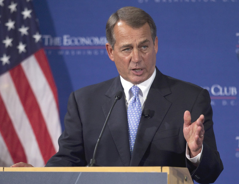 House Speaker John Boehner addresses the Economic Club of Washington on Thursday. Boehner said the committee charged with recommending deficit cuts should lay the groundwork for tax changes to enhance economic growth.