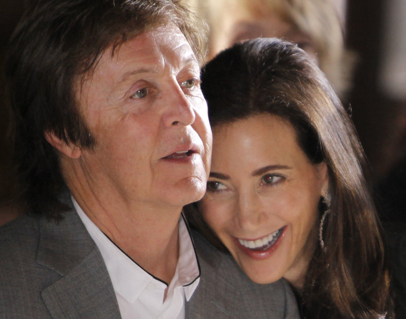 Paul McCartney, 69, is seen with his fiancee, Nancy Shevell, 51. The two filed papers to get married at London’s Marylebone Town Hall.