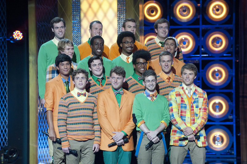 Michael Odokara-Okigbo of Portland, third row from front, second from left, sings with the Dartmouth Aires, a group that will make its first appearance on “The Sing-Off” today.
