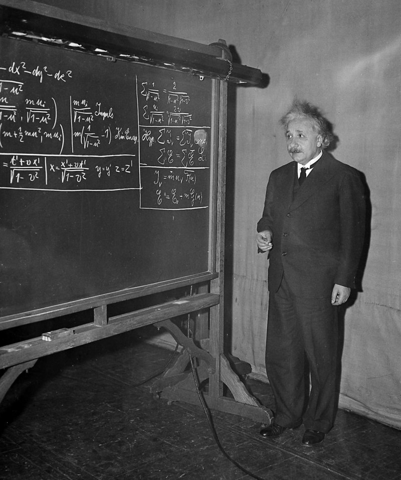 Albert Einstein delivers a lecture in Pittsburgh on Dec. 28, 1934. Scientists say they have clocked subatomic particles traveling faster than light, which would violate the idea that nothing is supposed to move faster than light, according to Einstein’s special theory of relativity.