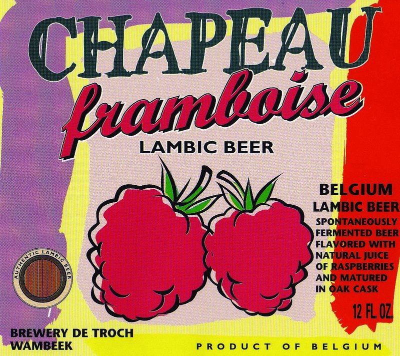 The Chapeau Lambic bottle has both a regular cap and a cork. Beer flavors include raspberries, above, apricot, banana and peach.