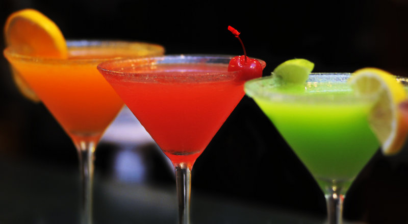At the West Meadow Pub at the Meadowmere Resort in Ogunquit, one can order any of these Skittles martinis – orange, strawberry, or lemon lime – all creations of bartender Charles Nedzbala.