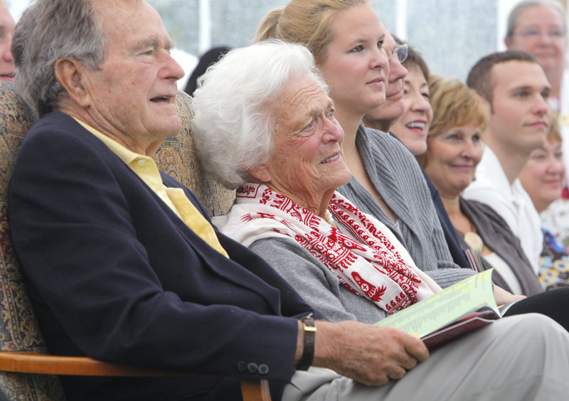 "George Bush and I feel at home here," said Barbara Bush, with the former president in Kennebunkport on Thursday.