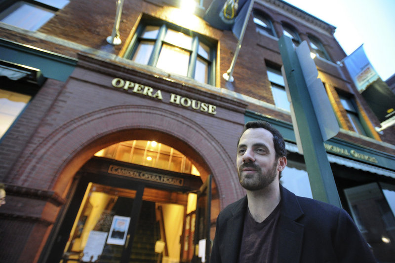 Founder and director Ben Fowlie stands outside Camden Opera House during the opening reception Thursday for the Camden Film Festival.