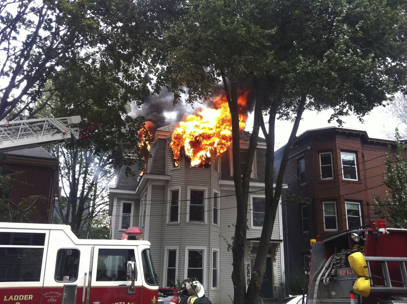 A fire at 33 Grant St. in Portland destroyed a third-floor apartment on Wednesday.