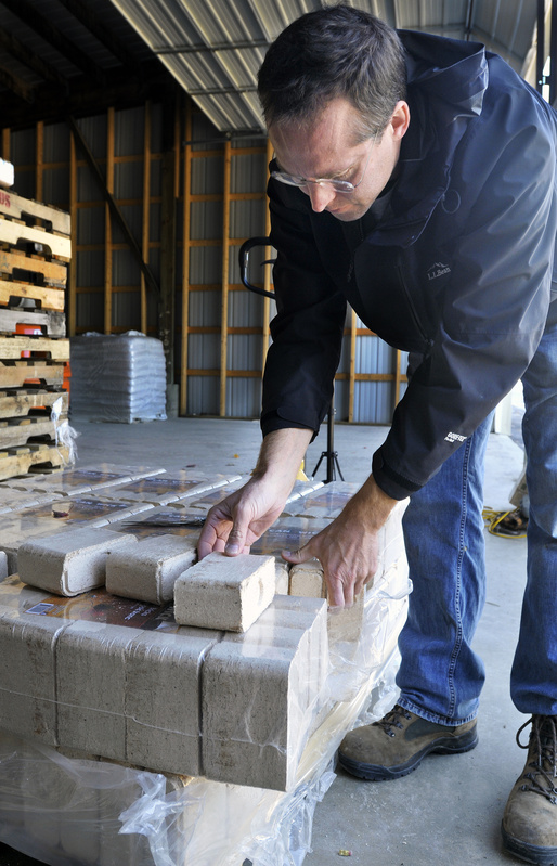 Mike Sullivan is Maine’s sole distributor of Canawick Hardwood Bricks. He expects to sell 2,000 tons of the bioproduct this heating season, at up to $280 per ton.