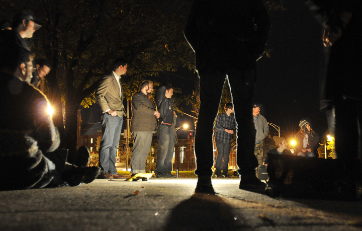 For the first time in its existence, Occupy Maine held its nightly 6 p.m. general assembly meeting at the fountain in Lincoln Park,