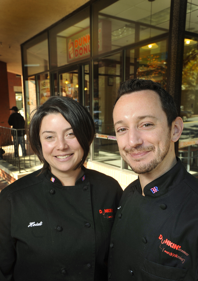 Heidi Curry and Jeff Miller, culinary team chefs for Dunkin’ Donuts product development, were in Portland to visit the store at One City Center and to cook on a local TV show.