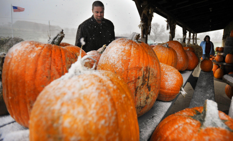 Tradition did not let a little snow stop the Sipskey family from picking the perfect pumpkins at Dymond's farm in Dallas on Saturday afternoon. The family always get's their pumpkins the weekend before Halloween and kept with that tradition this year. 10/25/20111 Aimee Dilger/The Times Leader