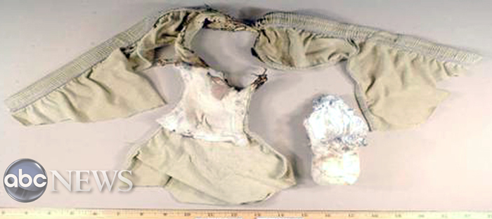This undated 2009 file image provided by ABC News shows underwear with the explosive used on a failed plot to blow up an airliner over Detroit on Christmas Day in 2009.