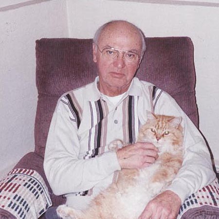 Hilton Libby is shown with his cat, Bambi. Mr. Libby, a longtime salesman for American Steel and Aluminum Corp., died early Thursday at age 84.