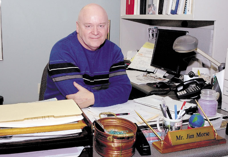 Former RSU 18 Superintendent Jim Morse sits at his office in Oakland in February 2009. Morse, now superintendent of the Portland school system, has announced he is retiring.