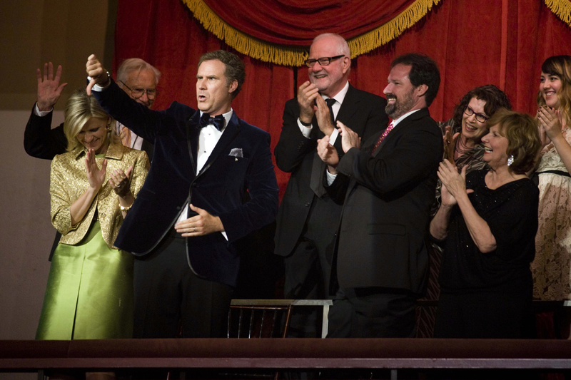 Will Ferrell, standing next to his wife, Viveca Paulson, gives a comedic thumbs down to the audience Sunday at Washington’s Kennedy Center, where he received the Mark Twain Prize for American Humor.