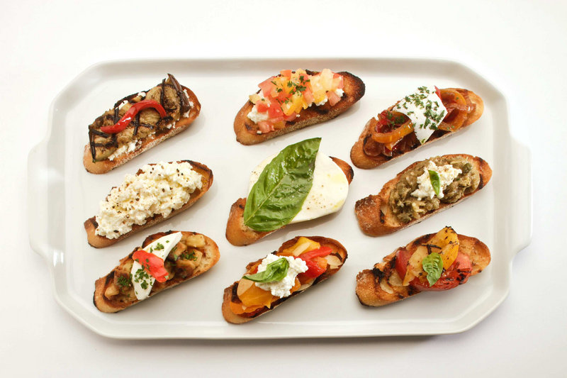 The possibilities for bruschetta toppings are almost limitless, especially at this time of year, when the markets are overflowing with the best of the fall harvest – tomatoes, eggplant, peppers.
