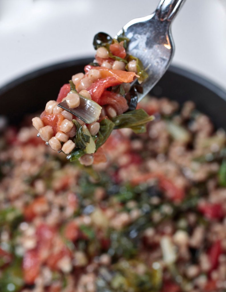 Whole-wheat pearl couscous is the key ingredient in this tasty side dish: Couscous with Swiss Chard and Tomatoes.