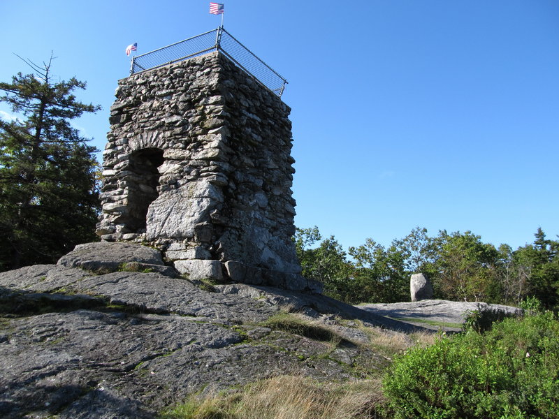 The stone tower at the top of Douglas Mountain in Sebago gives hikers a higher view.
