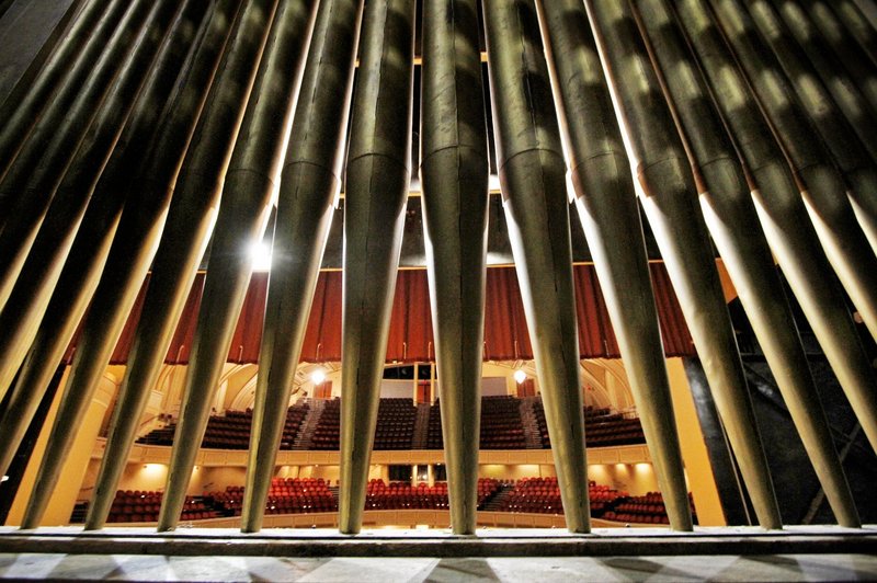 The pipes of the Kotzschmar Organ in Merrill Auditorium.