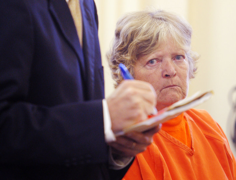 Arson suspect Carol Field, shown at her bail hearing Tuesday, is a “sweet old lady” with mental health issues, says her lawyer, J.P. DeGrinney.