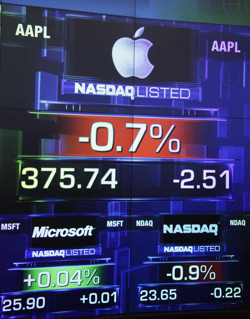 Apple Inc. lost 0.2 percent to $377.37 in trading Thursday after former CEO Steve Jobs died.