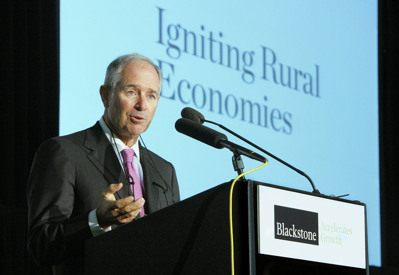 Stephen Schwarzman cites the Maine economy's creative challenges at Friday's launch of Blackstone Accelerates Growth.