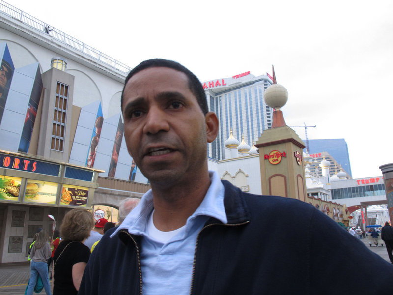 Marcos Vidal, a housekeeper at Resorts Casino Hotel in Atlantic City, N.J., has seen his pay cut from $14.55 an hour to $9.83. Vidal says he’s been forced to eliminate cable TV, Internet service, long-distance calls and sending money to his mother in the Dominican Republic.