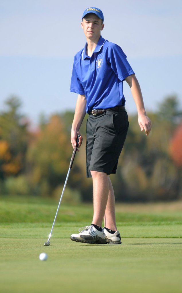 Matt Packard was one of the two Falmouth golfers who tied for low score Monday as the Yachtsmen, in their first Class A season, won the state title.