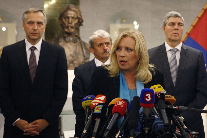 Iveta Radicova, Slovakia’s Prime Minister and chairman of the Democratic and Christian Union, said her party would hold talks with the opposition to approve the euro bailout bill.