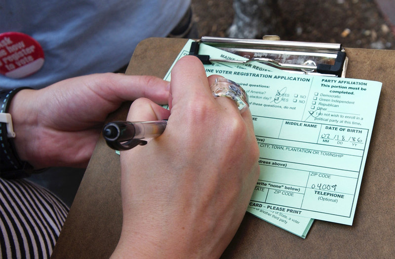 Filling out a registration card should be an option up to Election Day, readers say.